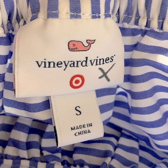 VINEYARD Vines x Target Striped Midi Skirt Navy/White Pockets Women's Size Small - Picture 4 of 9